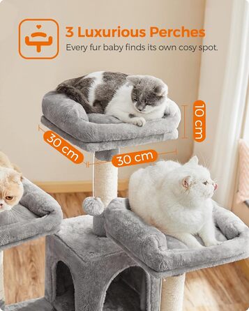 Дряпак Feandrea XXL для котів, 169 см, світло-сірий, модель PCT019W01