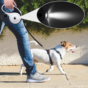 Леєнка для собак MoYouno 8 м з відтягувачем та тримачем для пакетів, чорна