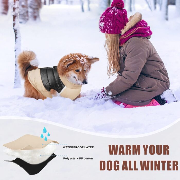 Водонепроникна куртка для собак Idepet: тепла та зручна на осінь/зиму (L, Хакі)