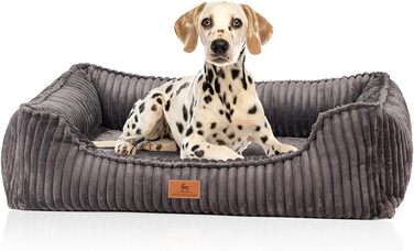 Ортопедичне собаче ліжко Knuffelwuff Sedona M-L, 85 x 63 см, сірий колір | Знімний, пральний чохол | Для великих, середніх та маленьких собак