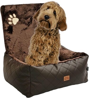 Автомобільний лежак для собак Golden Dog - переноска-коробка з кріпленням на ремінь безпеки, 73 x 56 см, колір коричневий