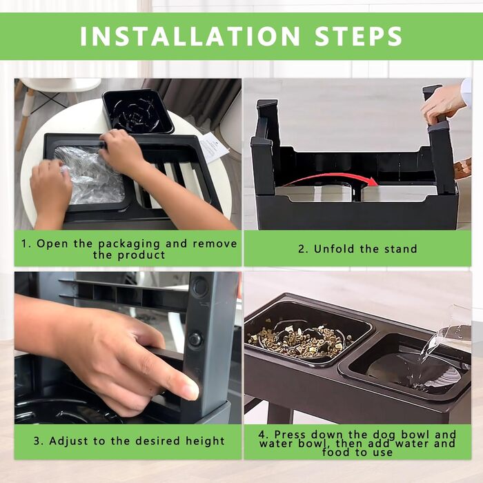 Підвищений годівниця для собак з регульованою висотою, 1600 мл, нержавіюча сталь, антизадушливий та повільне годування, для собак маленьких, середніх та великих порід