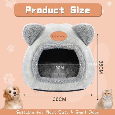 Кігтеточка-будиночок для котів, м'яке ліжко-хатинка, тепле затишне місце для сну, сірий колір