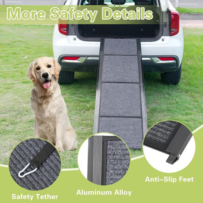 Рампа для собак у машину, 180 см, розкладна, протиковзка. Підходить для авто, вантажівок та SUV. Ширина 50 см. Максимальне навантаження: 110 кг