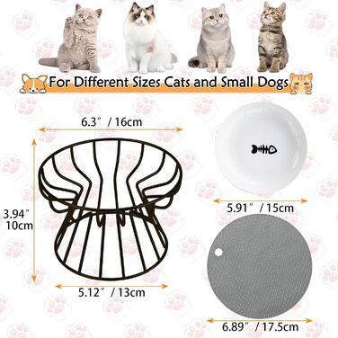 Підвищений годівниця для котів, керамічна миска з металевим підставкою, для котів, цуценят та маленьких собак, миється в посудомийній машині