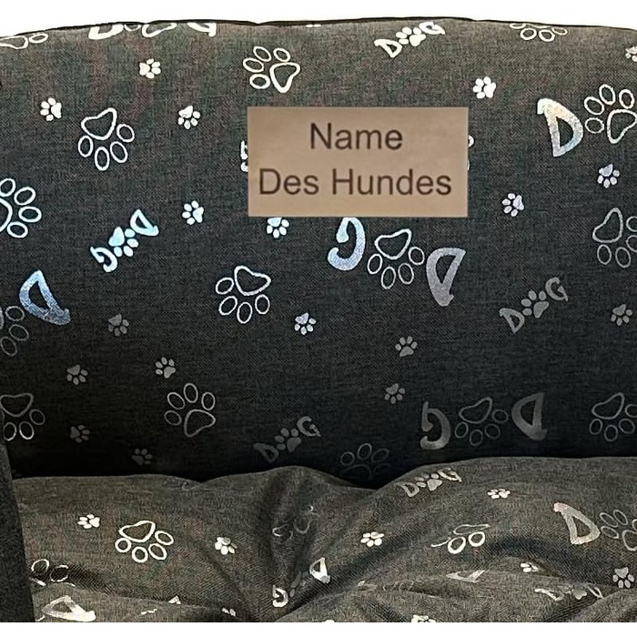 Ортопедичне ліжко для собак Dogs4Life: м'яке, миється, з можливістю персоналізації (S-XXL, сірий з срібними лапками)