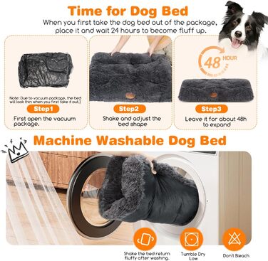 Крісло-ліжко для собак середніх порід Nobleza, м'яке, з довгим плюшем, з неслизьким дном, 80x50 см