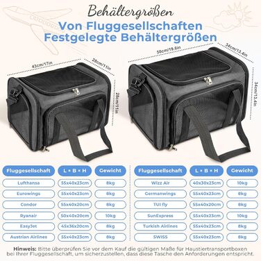 Транспортна сумка для кота/собаки до 5 кг, сіра, 43 x 28 x 28 см