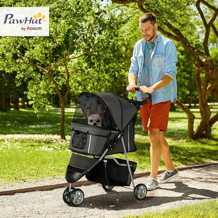 Візок для собак та котів PawHut - складаний, до 10 кг, сірий