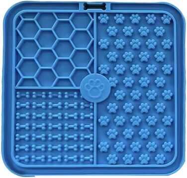 Килимок для собак та котів з присосками, повільний годівник для собак, лижучий килимок, заспокоює, арахісове масло (блакитний, 15*15 см)