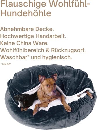 М'яке ліжко для собак Lous®, печеринка для собак, прання, великі та малі собаки та коти, ліжко для котів, знімний ковдру (Бежевий, L B-варіант (приблизно 72 см))