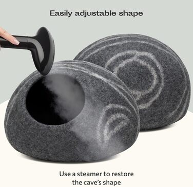 Килимок для котів Meowfia з 100% мериносової вовни - ручної роботи, екологічний, для котів та кошенят, м'яке ліжко, теплий взимку та прохолодний влітку, стильний дизайн, сірий колір, розмір L