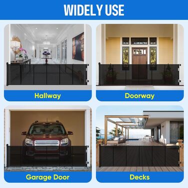 Захист для дверей MYPIN, висувний, 0-140 см - сітка для собак, дітей, для дому та вулиці, чорний