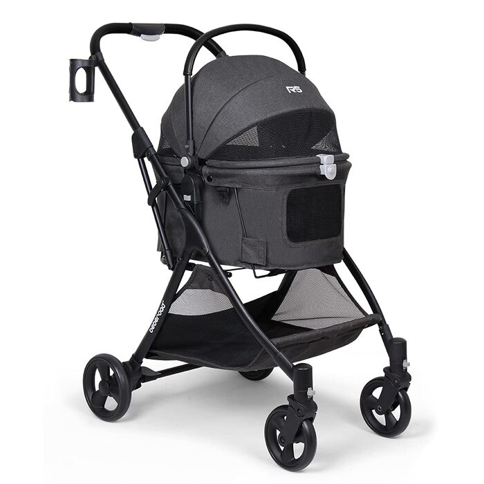 Візок для собак та котів з функцією складання - чорний, 73x55x100 см, до 15 кг