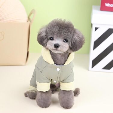 Теплий зимовий накид для собак Izefia: бавовняний, непромокаючий, для маленьких та середніх собак і котів, сірий (довжина спини 32 см)