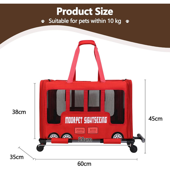 Дитяча коляска для тварин Galatée, сумка-переноска для собак та котів, складана переноска для подорожей, кемпінгу (червона)