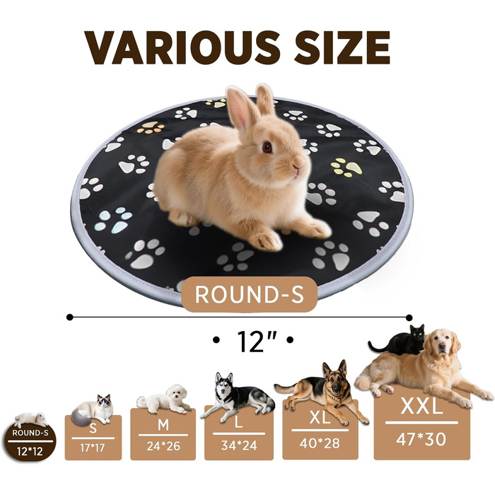 Килимок гріючий для тварин Furrybaby: водонепроникний, анти-гризучий, 30.5 см, чорний