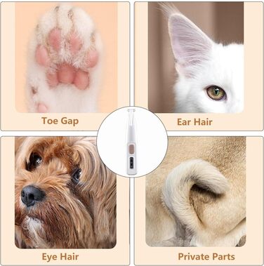 Триммер для догляду за лапами собак та котів з LED-підсвічуванням, USB-C, тихий, водонепроникний