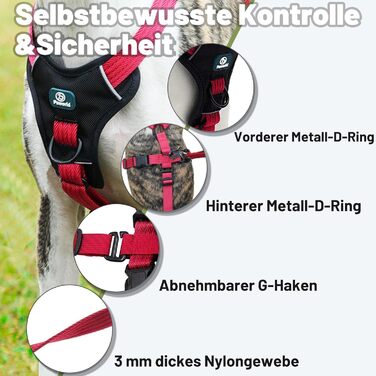 Пауерлд Безпечне обплетення для собак, шлейка від потягування, шлейка від паніки, анти-зламна шлейка для собак, регульована, дихаюча жилетка для маленьких, середніх та великих собак (XL) Екстра Великий (Упаковка з 1), Рожевий