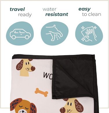 Килимок для тварин у приміщенні та на вулиці 127x152.4 см, зручний, миючий, водовідштовхуючий, ідеальний для пікніків та подорожей, складаний килимок для пляжу, лап та кісток (слонова кістка, коричневий)