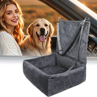 Автокрісло для цуценят та собак | Складане автоліжко | Зручне та безпечне перевезення тварин | Сіре