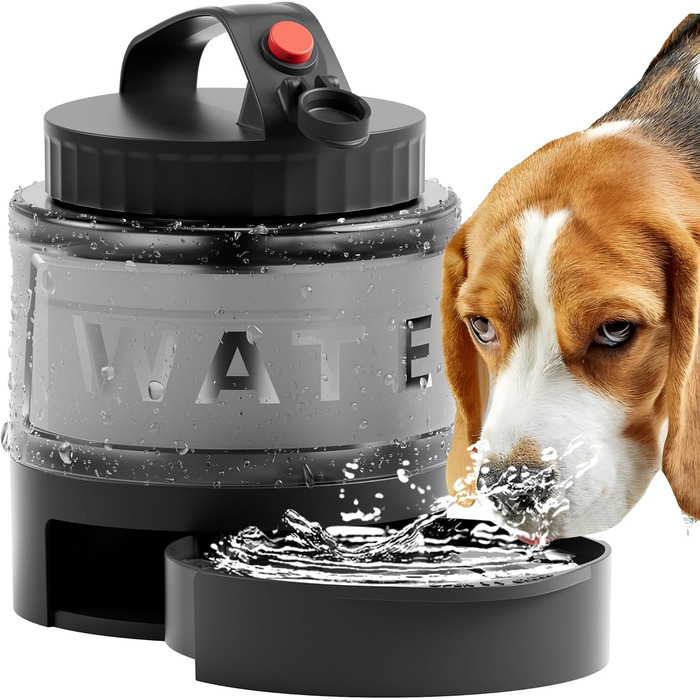 Водяна пляшка для собак, 1,5 л, портативна годівниця-поїльник для прогулянок, кемпінгу, парку для собак, подорожей на авто, туристична посудина, BPA-free, чорна