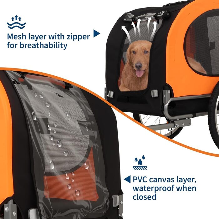 Велика переноска для собак - 40 кг - велотримач для тварин - Оксфорд, складаний, універсальний кріплення, неслизьке покриття та прапор безпеки