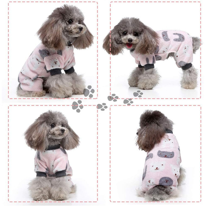 Теплий флісовий костюм для собак, м'який одяг для собак, комбінезон для собак, теплий, бавовняний одяг для маленьких собак та котів (Рожевий кролик, M)