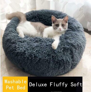 Ліжко для собак розміру XL, софа, м'яка пухнаста кругла подушка для котів та собак, ліжко-гніздо для сну, біле (XXL-100см)