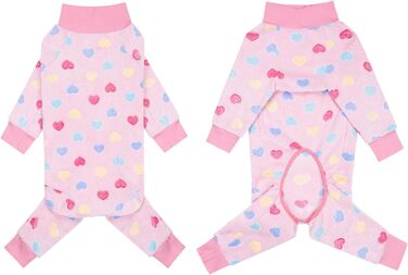 Теплий зимовий костюм-піжама для собак середніх та великих порід (XXXL, Рожеве серце)