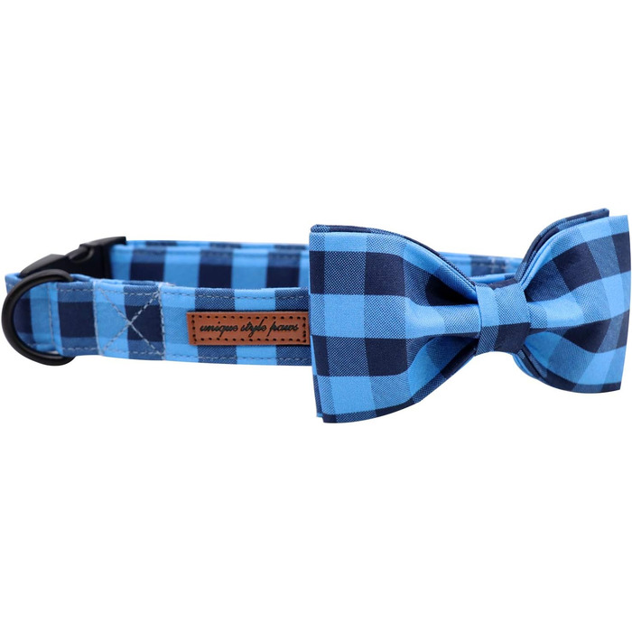 Елегантне нашийник для собак Unique Tyle з знімною метеликом, чорний/блакитний, XX-XL