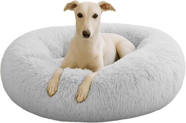 М'яке ліжко для собак знімний чохол 80 см - Ручна робота, пухнасте ліжко для собак, подушка для собак пухнаста, ліжко для котів, машинне прання - Кругле ліжко для котів сріблясто-сірий 80 см сріблясто-сірий