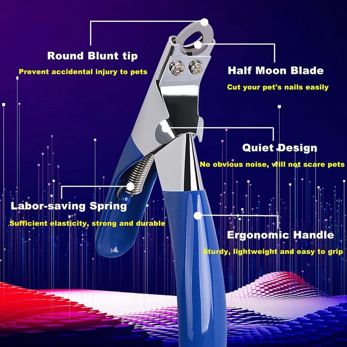 Професійний триммер для кігтів собак та котів TCH: лезо з нержавіючої сталі, пилка, синій