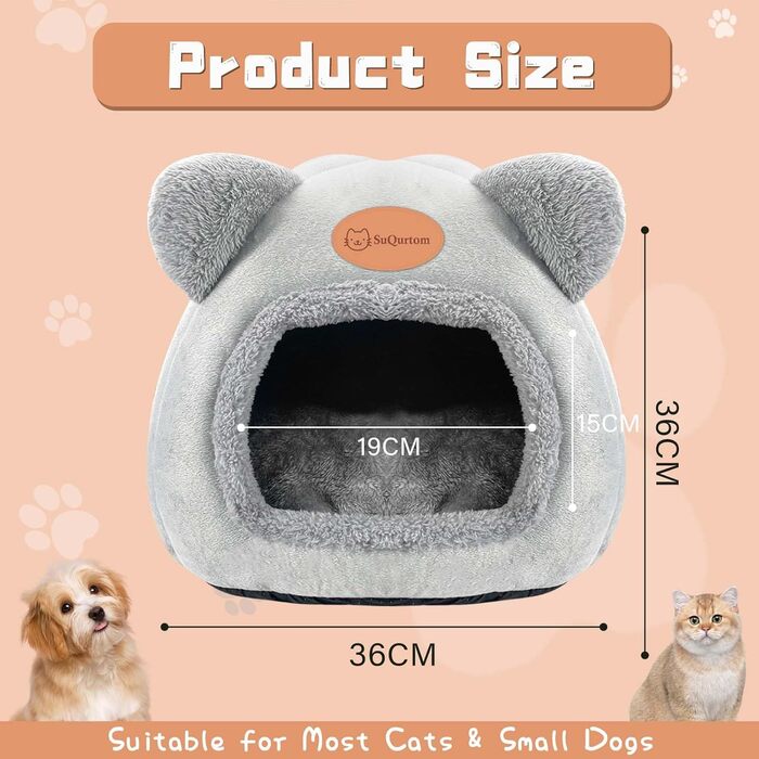 Кігтеточка-будиночок для котів, м'яке ліжко-хатинка, тепле затишне місце для сну, сірий колір