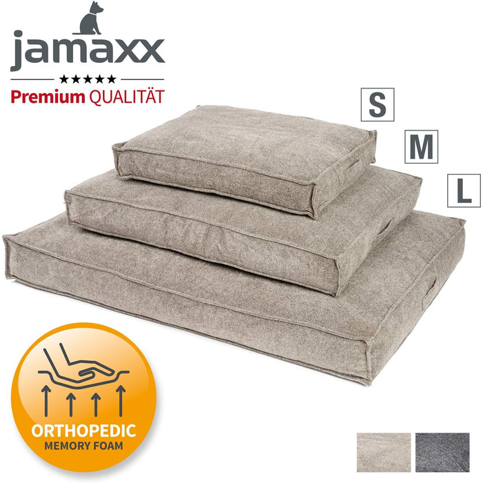 JAMAXX Преміум подушка для собак ортопедична, 65x50 см, пісочний колір