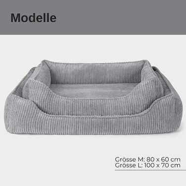 PAW WOW Антон ортопедичне ліжко для собак, сіре, 100x70 см – лежак для малих, середніх і великих порід