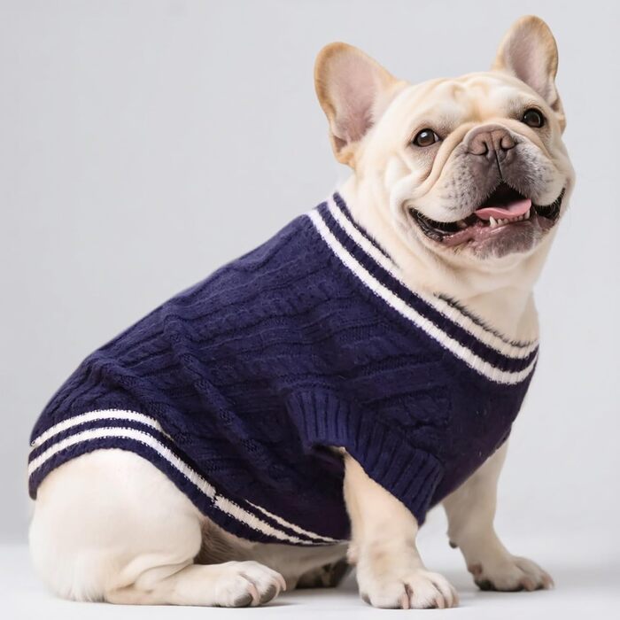 Теплий собачий светр: для цуценят, чихуахуа, коргі, бульдога (синій, середній)