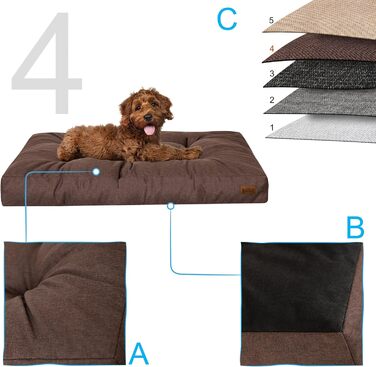 Ліжко для собак, прямокутне, м'яка лежанка для собак, диванчик для собак, для маленьких собак, подушка, кошик, аксесуари для домашніх тварин, лежанка для собак, 75 x 50 см, коричневий