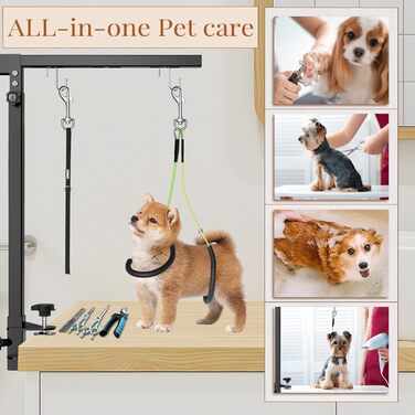 Набір для грумінгу собак з регульованою гамаком та повідком без сидіння, універсальне рішення для малих/середніх тварин (сірий)