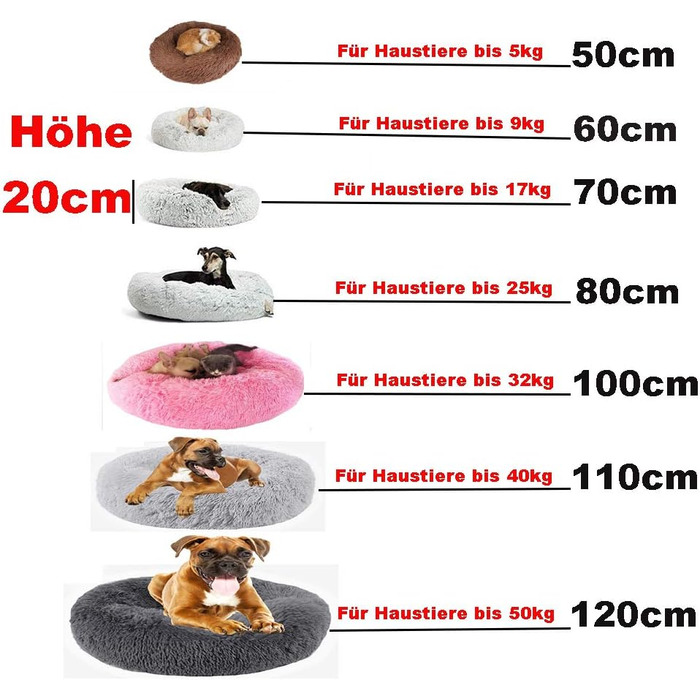 Кругле ліжко для собак та котів WSGJHB Deluxe, 80 см, бежеве, самонагріваюче, м'яке та дихаюче