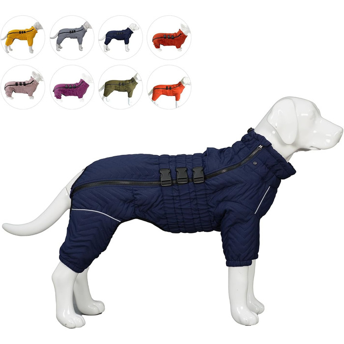 Водонепроникний теплий зимовий одяг для собак - тепла жилетка для собак з подвійним шаром, відбиваючими елементами, для активного відпочинку на вулиці, Gray XXL 2XL (back 19'), Marineblau 3XL (back 22')