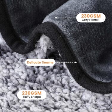 PETTOM Деки для собак Водонепроникні, Деки для собак на диван 152 x 127 см, Деки для собак з Sherpa та Flanell, Деки для домашніх тварин М'які, Можна прати в пральній машині L: 152*127 см Темно-сірий