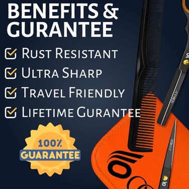 Професійна перукарська ножиці OCBA 6 дюймів - для чоловіків та жінок, чорний комплект