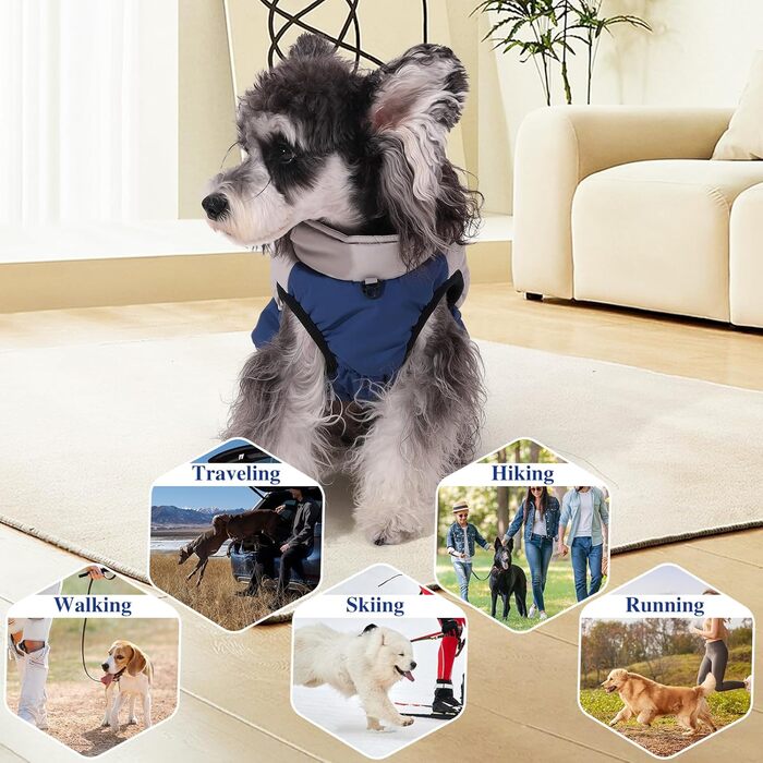 Зимовий теплий одяг для собак, куртка Kates Wetter, вітронепроникна, світловідбиваюча, флісова, з отвором для шлейки, тепла флісова жилетка для собак, розмір X, куртка для собак на блискавці, зимовий костюм для собак, зелений (L, блакитний)