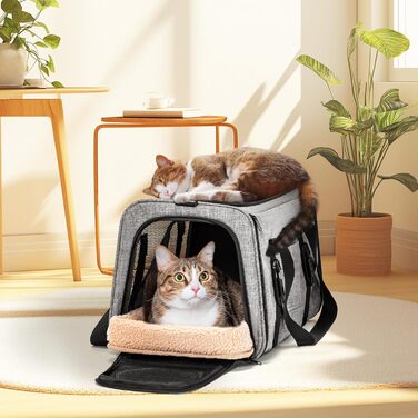 Переносна переноска для котів та маленьких собак Petsfit - сіра, розмір M (45,5 x 28 x 28 см)