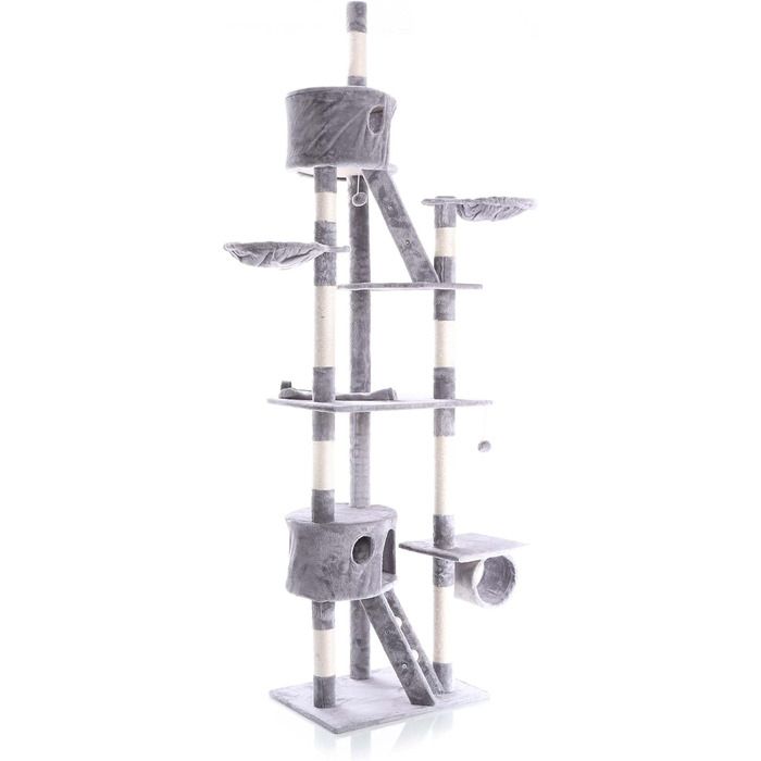 Котячий дряпак Wiltec 240-260 см, сірий, стельовий, з сизалем і гамаком