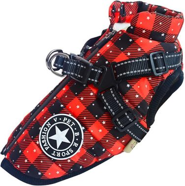 Водонепроникний собачий дощовик Extreme 2.0, зимова куртка з флісовою підкладкою для собак малого та середнього розміру, з віднімним шлейкою (Клеїнка, S)