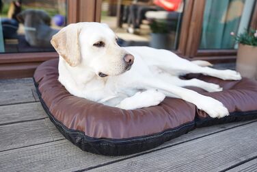 Ліжко для собак середніх порід 4L Textil Ella з штучної шкіри, водонепроникний матрац (90x70 см, коричневий)