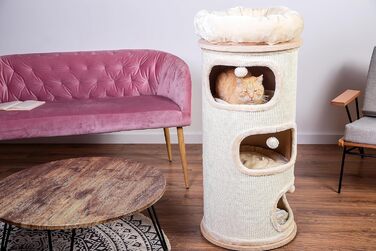 Кігтеточка-стійка Primrose Natural Paradise | З міцним сизалевим килимком | Кремовий | H 110 x Ø 49 см (XXL)