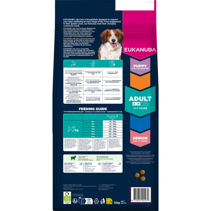 Сухий корм для собак Eukanuba для малих та середніх порід, ягня, 12 кг